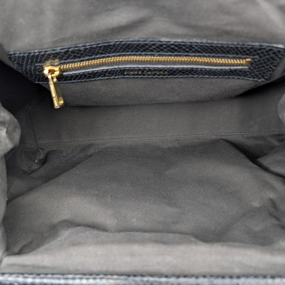 Marc Jacobs Stam Stardust Snake Print Black Leather Satchel Bag Gold Stud Detail - Picture 11 of 15